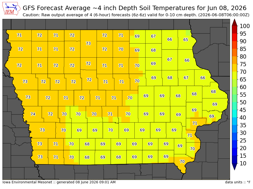 GFS soil temperature forecast day 0