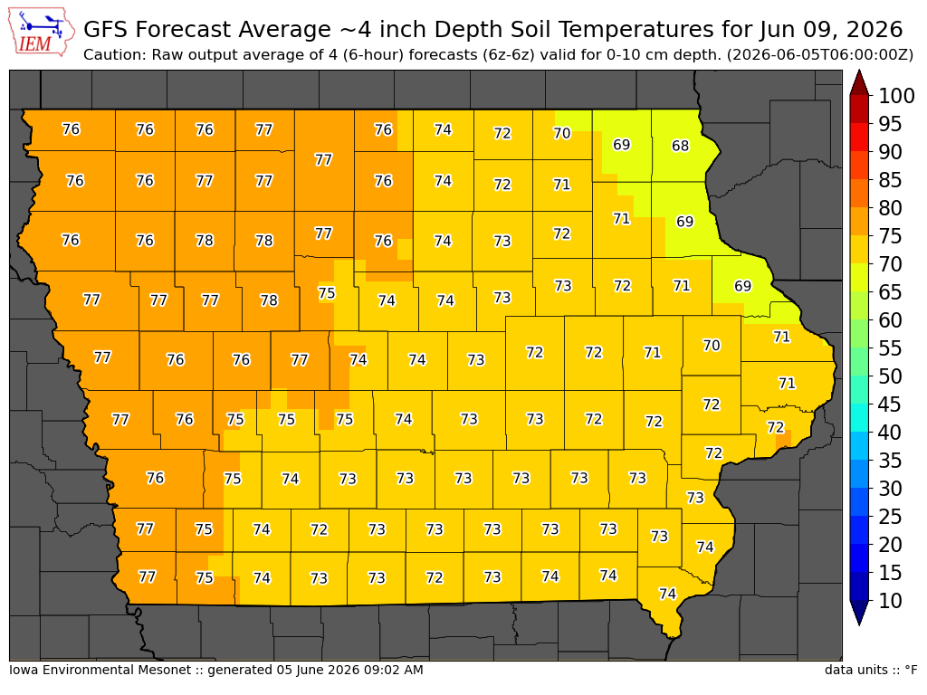 GFS soil temperature forecast day 4