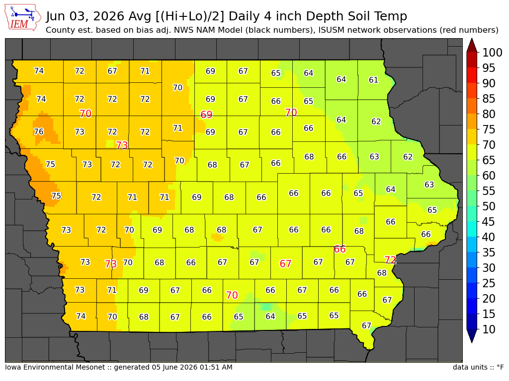Soil temperature map for day 2