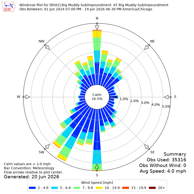 Yearly wind rose for BSII2