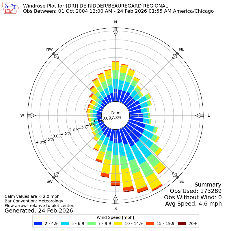Yearly wind rose for DRI