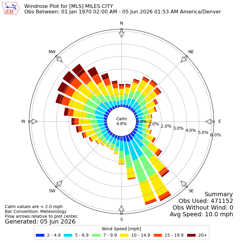 Yearly wind rose for MLS