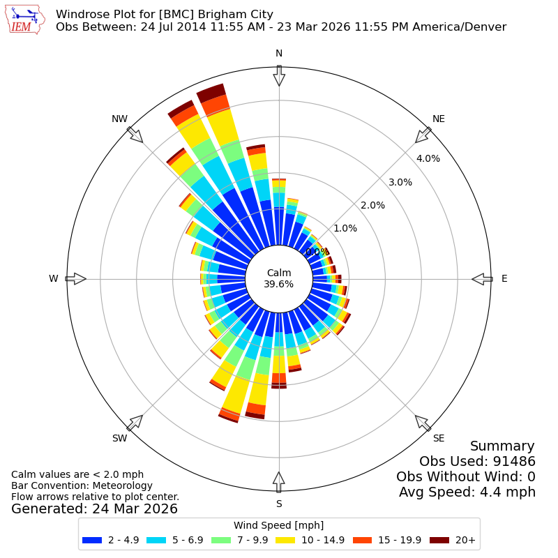 Yearly wind rose for BMC